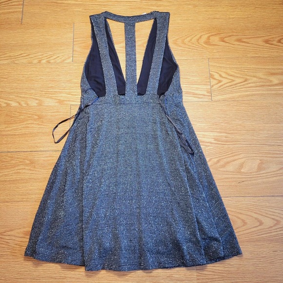 Free People Dance Of The Night Metallic Silver V Neck Mini Dress Size Small - Picture 9 of 16